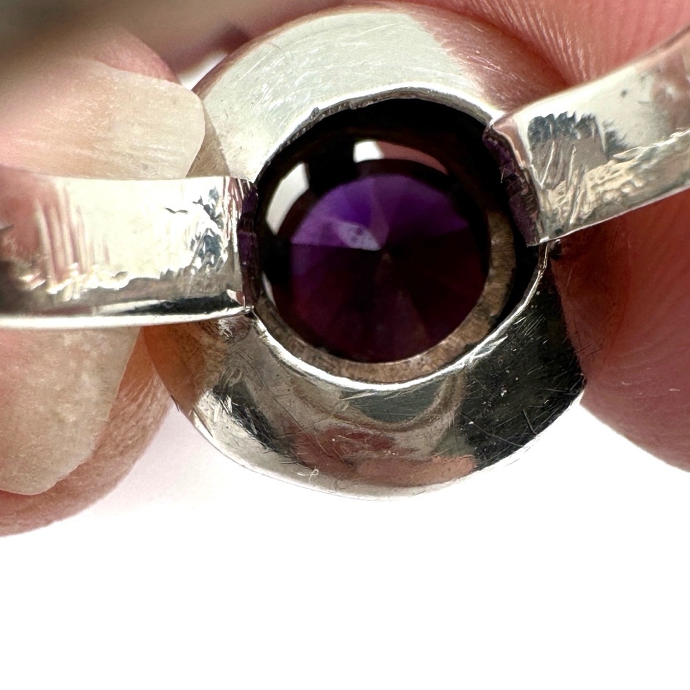 Vintage Taxco Sterling Silver and Amethyst Ring Size 6 3/4 - Picture 13 of 16